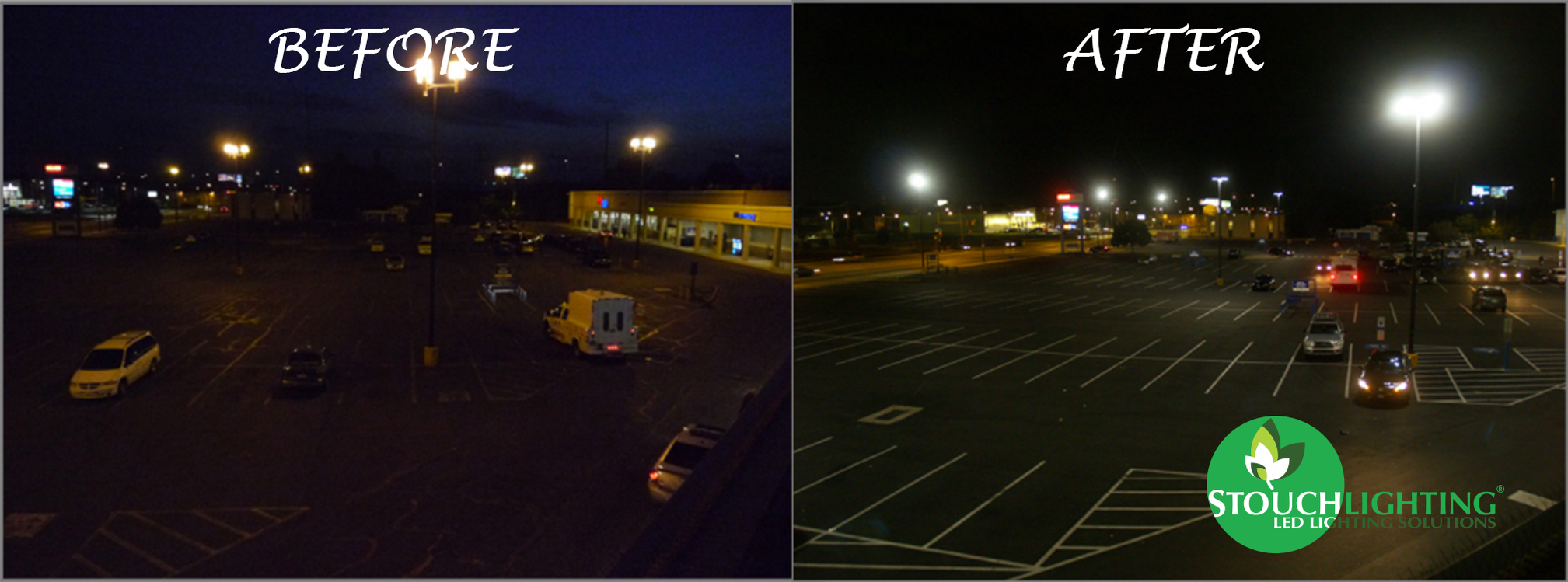 Before After LED Retrofit Parking Lot